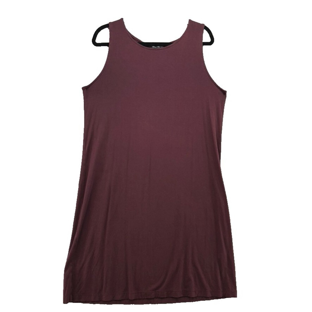 Eileen Fisher Shift‎ Dress Womens Large Burgundy Purple Sleeveless Minimalist
